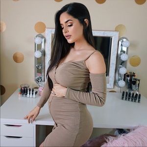 Hallee Snap Button Dress - Nude